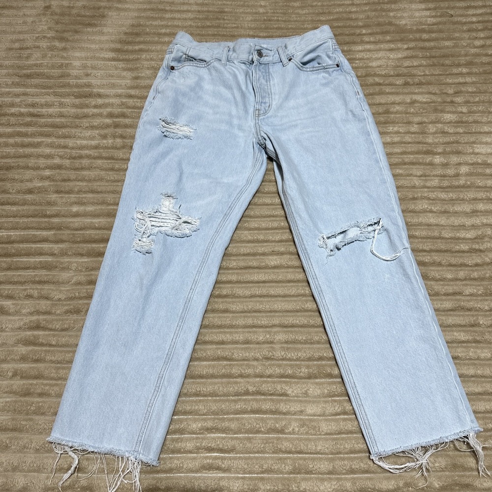 Old Navy High Rise Slouchy Straight Jeans Womens 6 Button Fly 100% Cotton Ankle